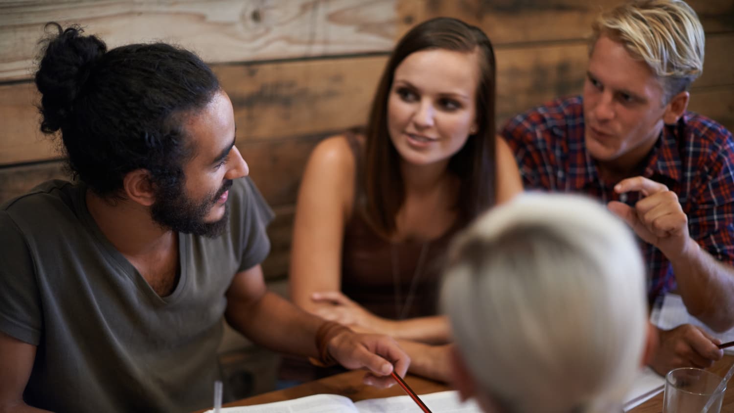 Bible open with coffee